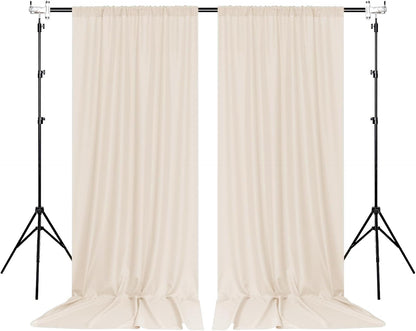 MEETSKY Black Backdrop Curtains for Parties - 10ft x 8ft Party Photo Background Curtain Rod Pocket Fabric Drapes Panels for Boys Birthday Holiday Home Halloween Decoration, 5ft x 8ft, 2 Panels
