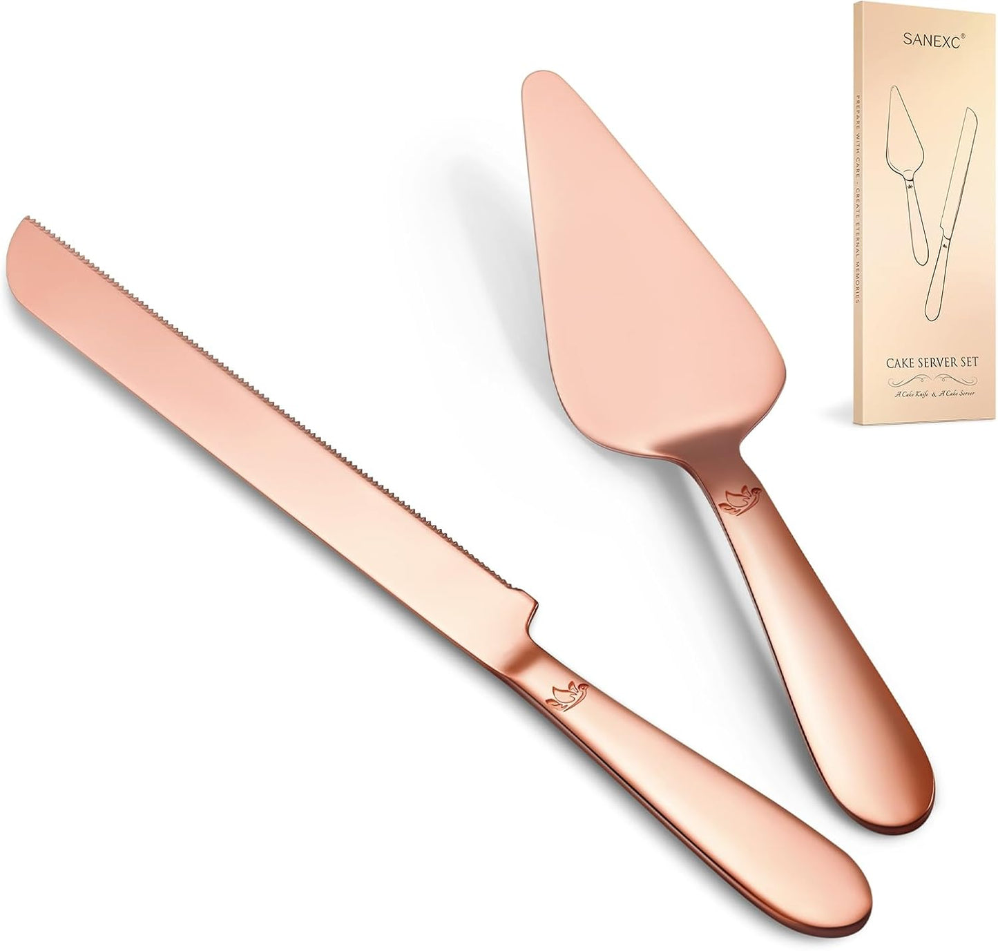 Cake Cutting Set for Wedding - Extended Cake Knife and Server Set Thickened Stainless Steel 13.0" Cake Cutter 10.49" Pie Spatula Great for Birthday Anniversary Christmas Gift 2 Pcs Silver