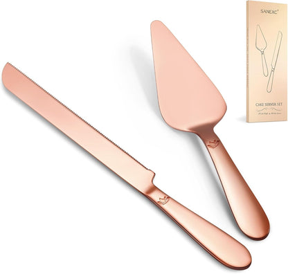 Cake Cutting Set for Wedding - Extended Cake Knife and Server Set Thickened Stainless Steel 13.0" Cake Cutter 10.49" Pie Spatula Great for Birthday Anniversary Christmas Gift 2 Pcs Silver