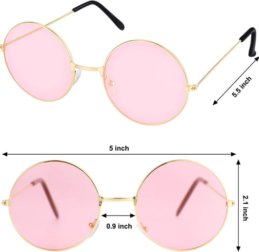 16 Pairs 60s 70s Hippie Circle Glasses Colorful Glasses for Women Men Costume Party Favor(Rainbow Color Set)