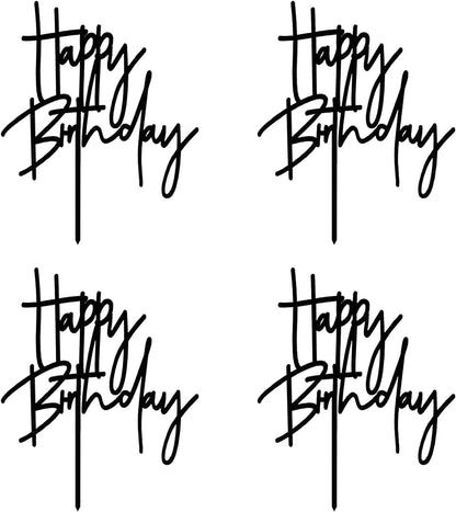 DIY Happy birthday Cake Topper Black Acrylic