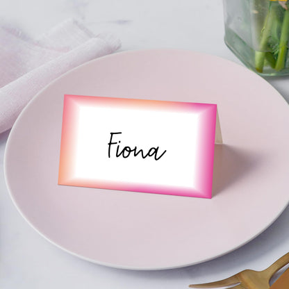 Gold Foil Border Place Cards, Set of 25 Tent Name Cards for Table Setting, Food Label for Wedding, Baby Shower, Birthday Dinner Party Supplies -010