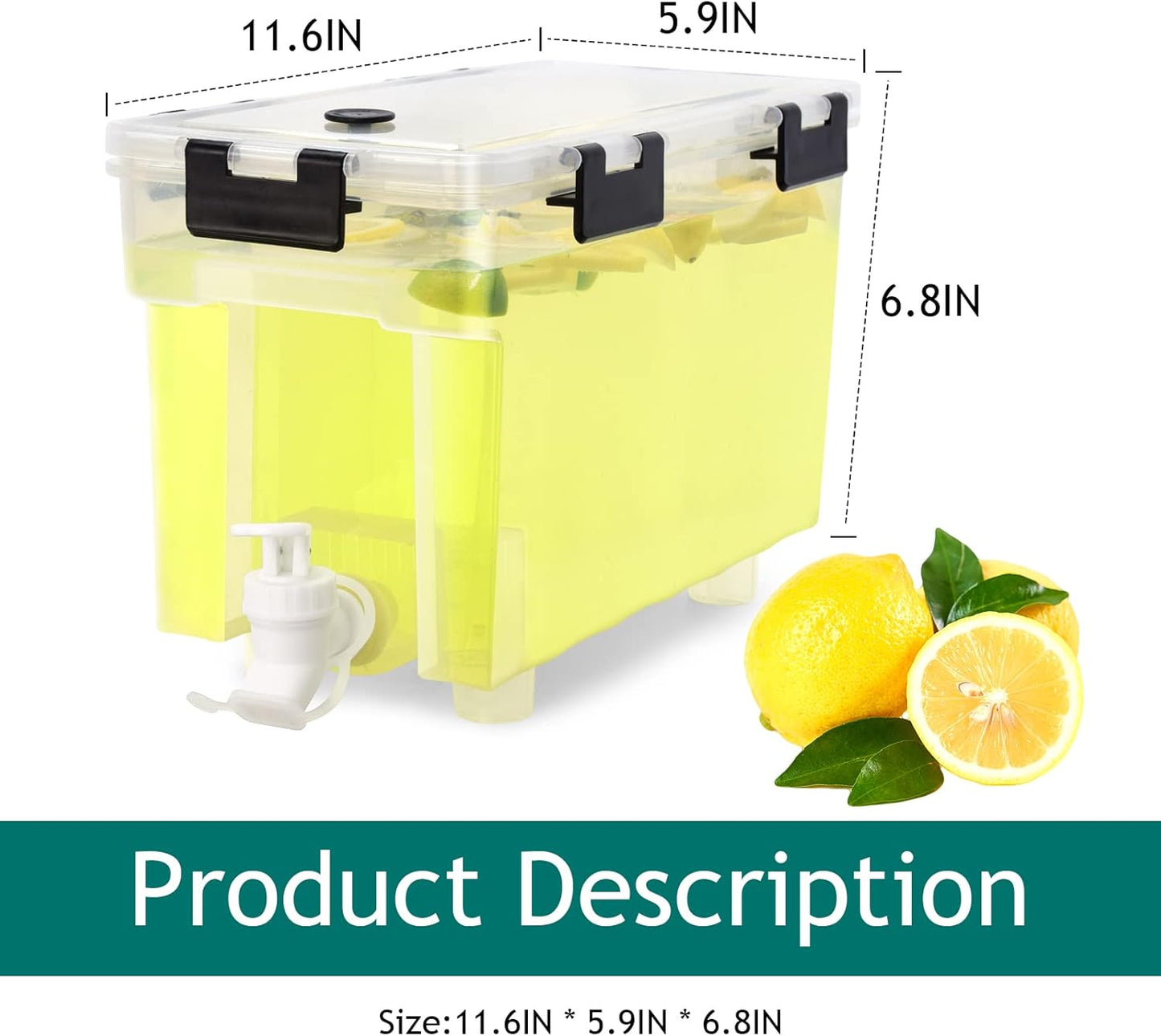 2.5 Gallon Drink Dispenser For Fridge,Beverage Dispenser With Spigot. Milk,Lemonade Dispenser,Juice Containers With Lids For Parties And Dairly Use,100% Sealed And Filter screen（1+1.5）Gallon