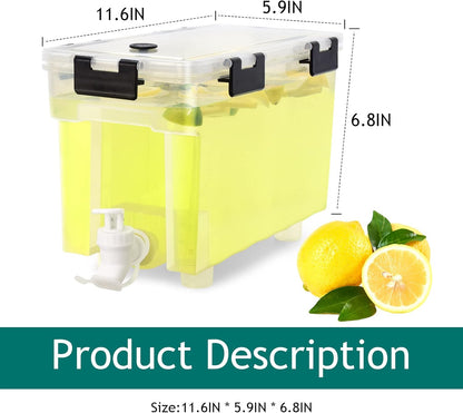 2.5 Gallon Drink Dispenser For Fridge,Beverage Dispenser With Spigot. Milk,Lemonade Dispenser,Juice Containers With Lids For Parties And Dairly Use,100% Sealed And Filter screen（1+1.5）Gallon