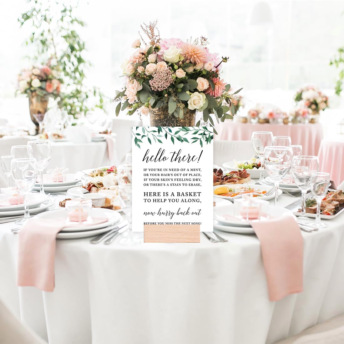 Andaz Press Wedding Party Signs, Natural Greenery Green Leaves, 8.5x11-inch, Bridal Shower Scavenger Hunt, 1-Pack - Colors B