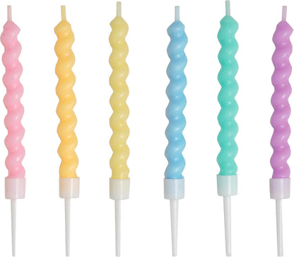 72-Count Birthday Candles Multicolored Spiral, Birthday Candles for Cake, Cupcake Candles, Party Celebration