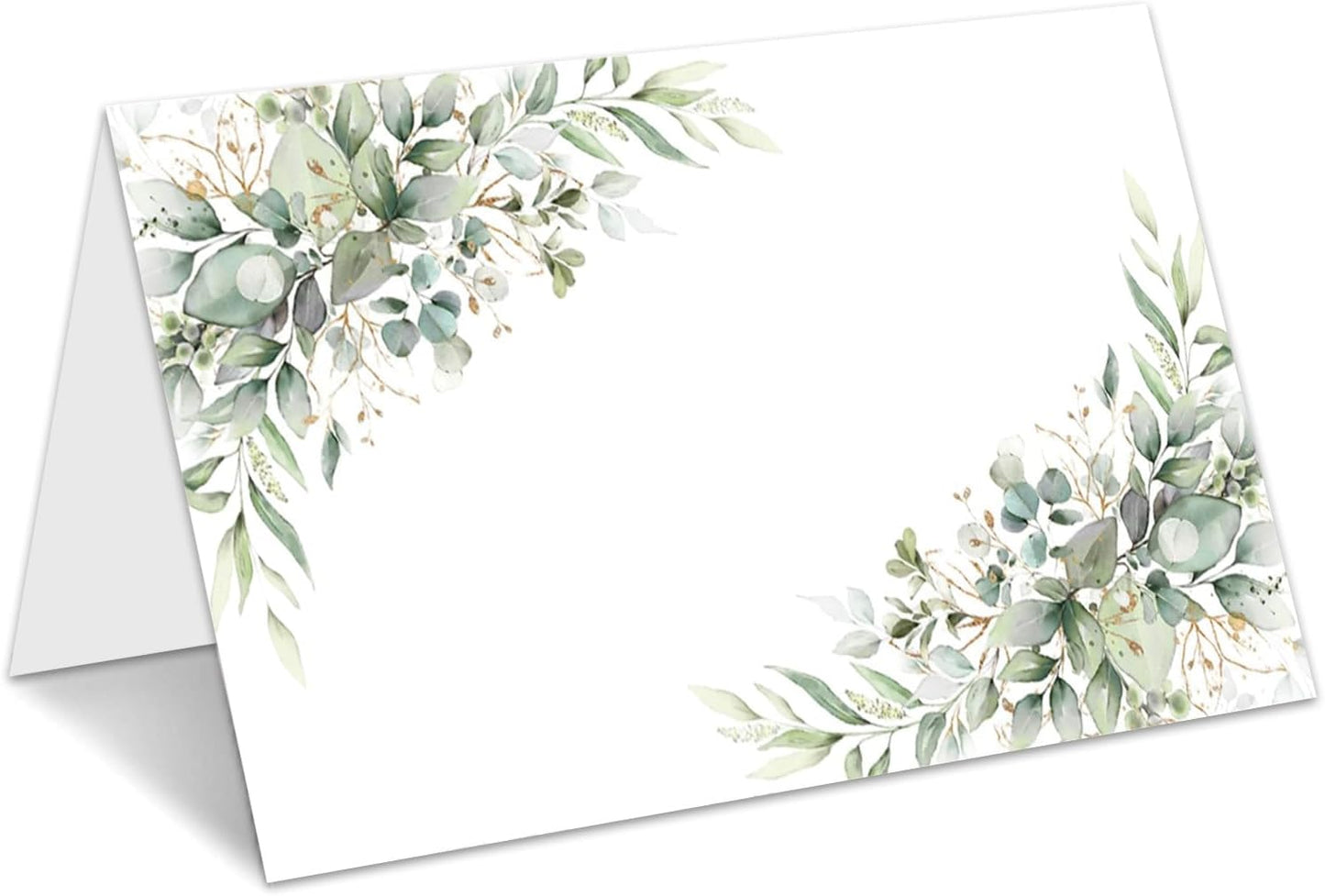 Eucalyptus Leaves Place Cards, Greenery Name Cards for Table Setting, Tented Food Setting Cards for Bridal Shower, Wedding, Baby Showers, Reserved Table Signs, 25 Pack Birthday Party Decorations -10