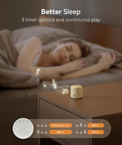 Dreamegg Portable Travel White Noise Machine for Sleep, Features Powerful Battery, Egg-Sized, 16 Nature Sounds, Timer, for Baby Adults Office Privacy Home Gift, Cream