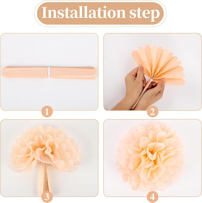 BestoFun 16 PCS Sage Green Party Decorations Tissue Paper Flowers Christmas Party Decors Hanging Pom Poms Decorations for Xmas New Year Winter Holiday Decorations
