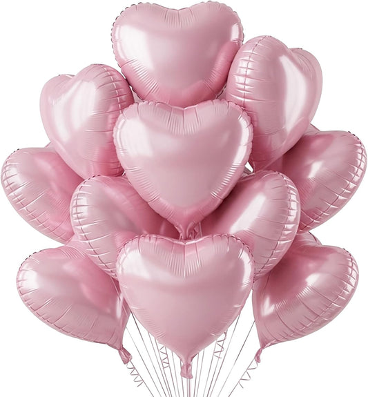 TONIFUL 30Pcs 18 Inch Red Heart Balloons Valentine’s Day Heart Shape Foil Mylar Balloons Decoration for Romantic Valentine's Day Wedding Bridal Shower Anniversary Engagement Party Supplies - Colors B