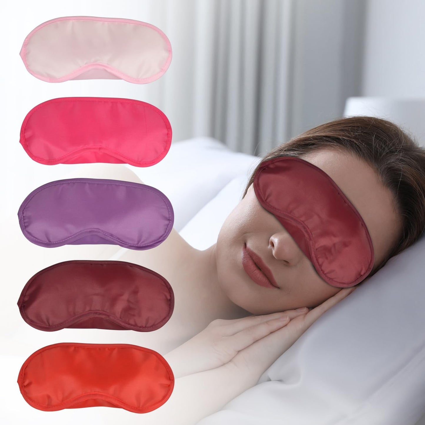 5 Pcs Sleep Mask, Eye Masks for Sleep, with Nose Pad and Elastic Strap for Blind Folds, for Adult Play, Travel Eye Mask, Sleeping, Team Building (Colorful, Medium(3.35x 7.28inch))