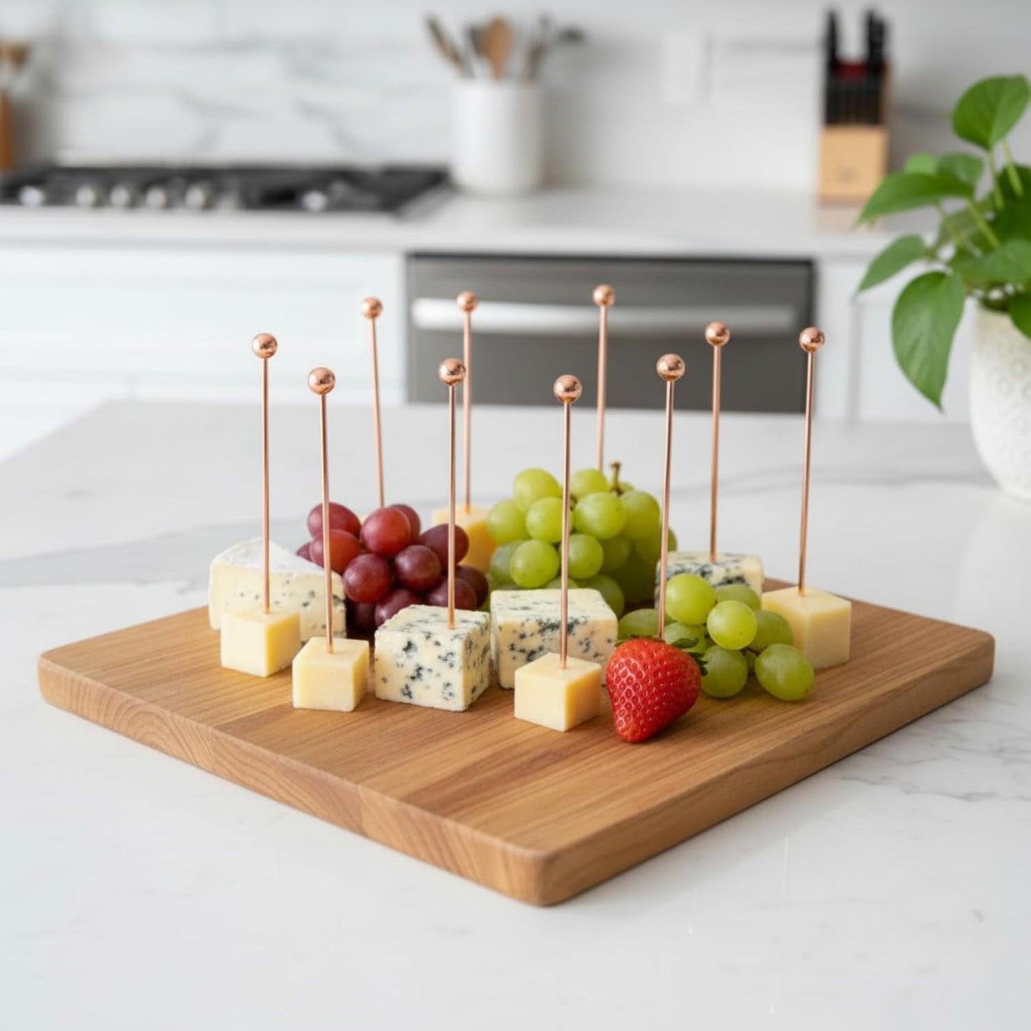 I-MART 15 Pack Stainless Steel Cocktail Picks Martini Olive Skewers, Reusable Metal Garnish Sticks for Drinks, Appetizers, Bloody Mary, Olives, Citrus, Fruit Decor (Gold, 4.25 Inch)