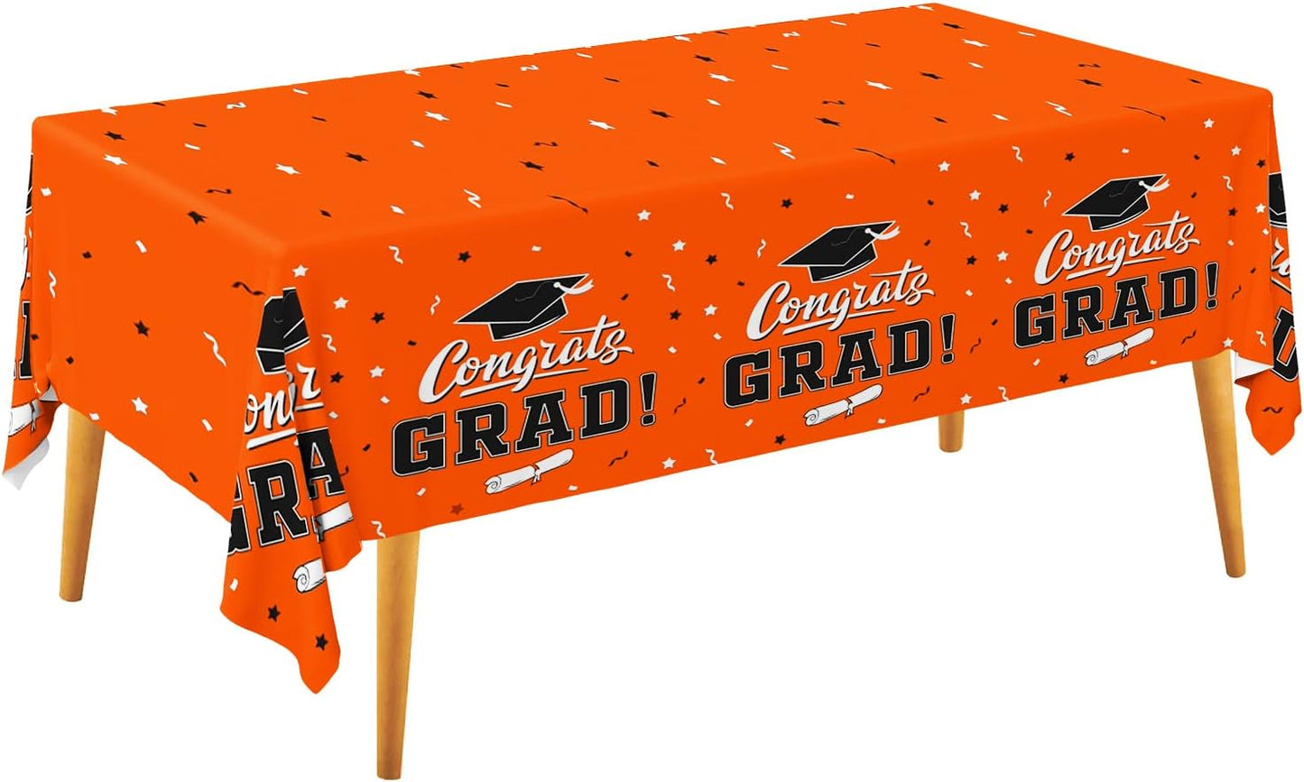Gatherfun Graduation Party Decorations, Gongrats Grad Tablecover for Graduation Party Supplies, 3 pcs Green Table Cloths, 54"x108"