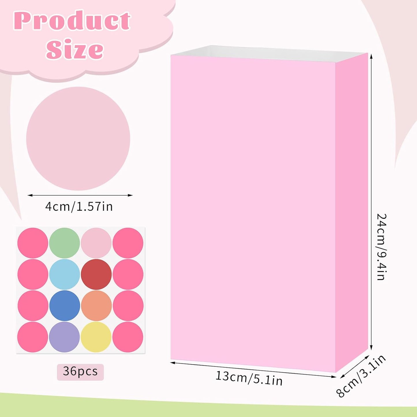 woric 36PCS Party Favor Bags with Stickers, Pink and Purple Goodie Bags for Girls Birthday Mother's Day Small Gift Bag for Kids, Baby Shower, Wedding, Mermaid Party Favor Supplies
