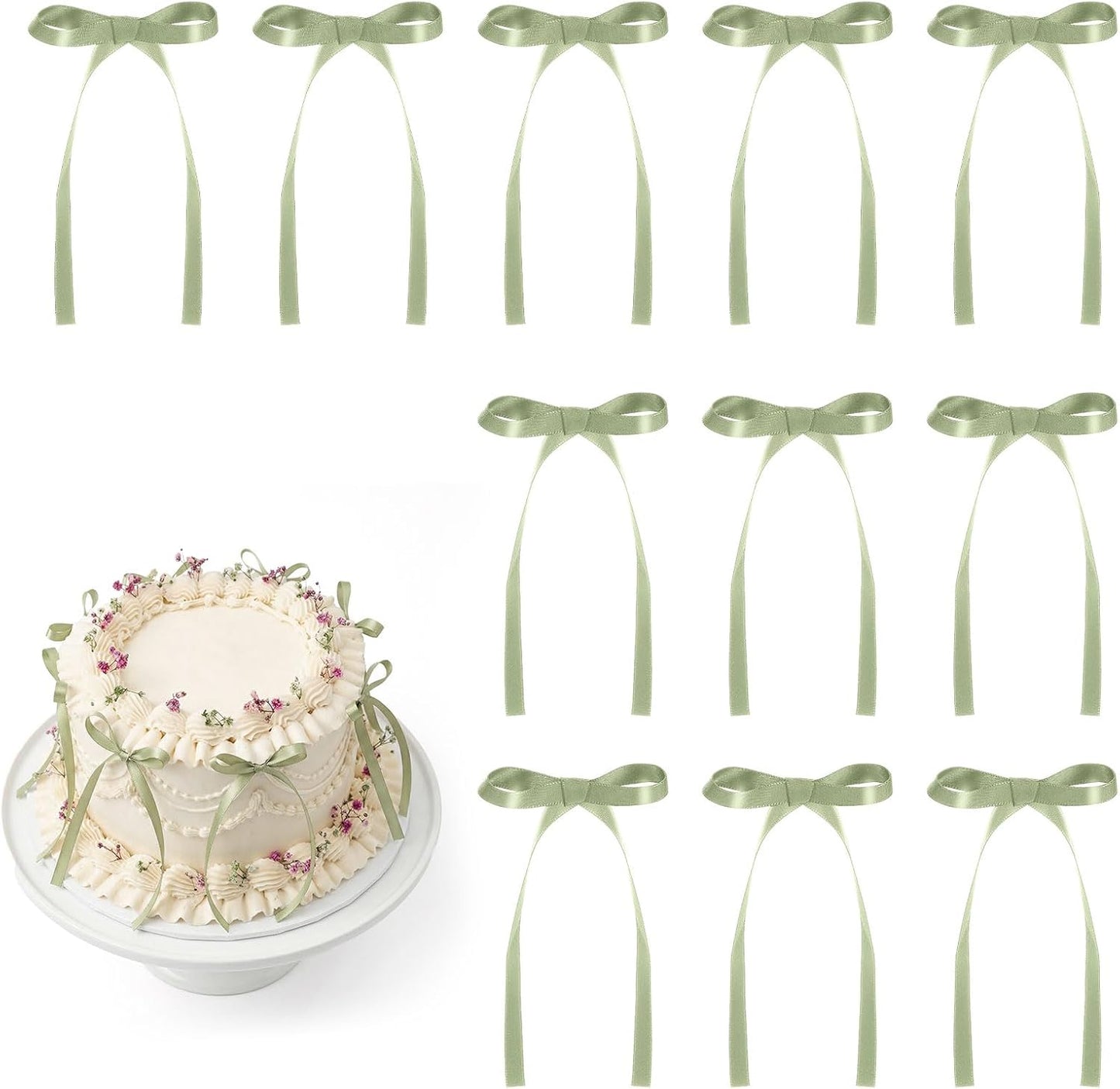 30 Pack Bow Cake Toppers Pink Ribbons Bows for Cake Coquette Themed Bow Cupcake Toppers Pink Bow Birthday Decorations for Baby Shower, Birthday, Wedding, Bachelorette, Mothers Day Decorations
