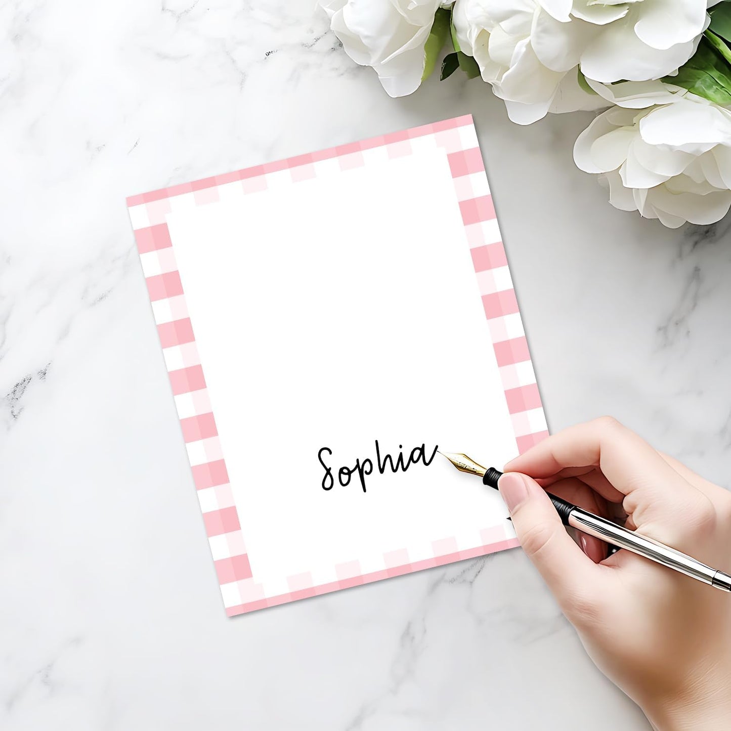 25 Pack Pink Plaid Bow Place Cards, Editable Name Cards for Table Setting, Tent Cards Food Label for Dinner Party, Bridal Shower, Wedding, Baby Shower and Events -T30