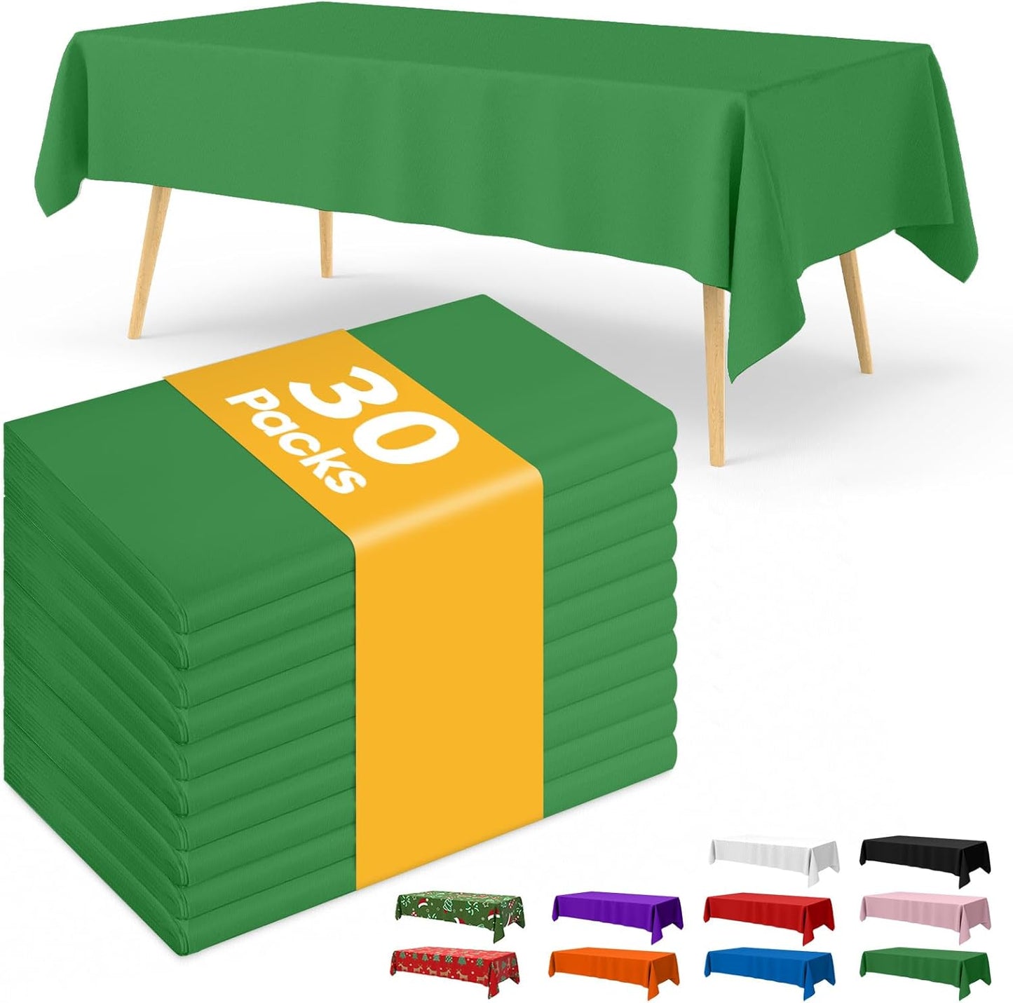 Niuara White Plastic Table Cloth - 30 Pack 54" × 108" Rectangle Disposable Tablecloths for 6FT Tables, Waterproof Table Cover for Party, Holiday & Gathering Use