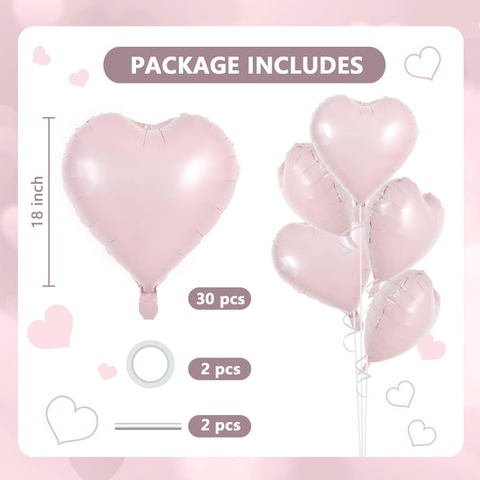 TONIFUL 30Pcs 18 Inch Red Heart Balloons Valentine’s Day Heart Shape Foil Mylar Balloons Decoration for Romantic Valentine's Day Wedding Bridal Shower Anniversary Engagement Party Supplies - Colors B