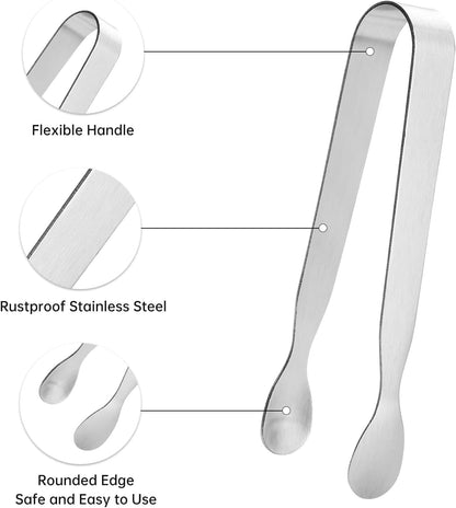 Ice Tongs Sugar Cubes Tongs - 12 Pack Stainless Steel Small Serving Tongs for Appetizers Coffee Tea Party
