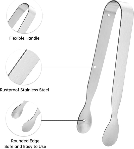 Ice Tongs Sugar Cubes Tongs - 12 Pack Stainless Steel Small Serving Tongs for Appetizers Coffee Tea Party
