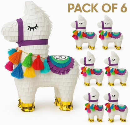 GIFTEXPRESS 6pk 8"x6" Benito the Mini Llama Pinatas – Small Birthday Party Favors, Cinco de Mayo, Fiesta, Gender Reveal, Taco Tuesday, Table Centerpieces, Classroom Decor, Mexican Fiesta Celebration
