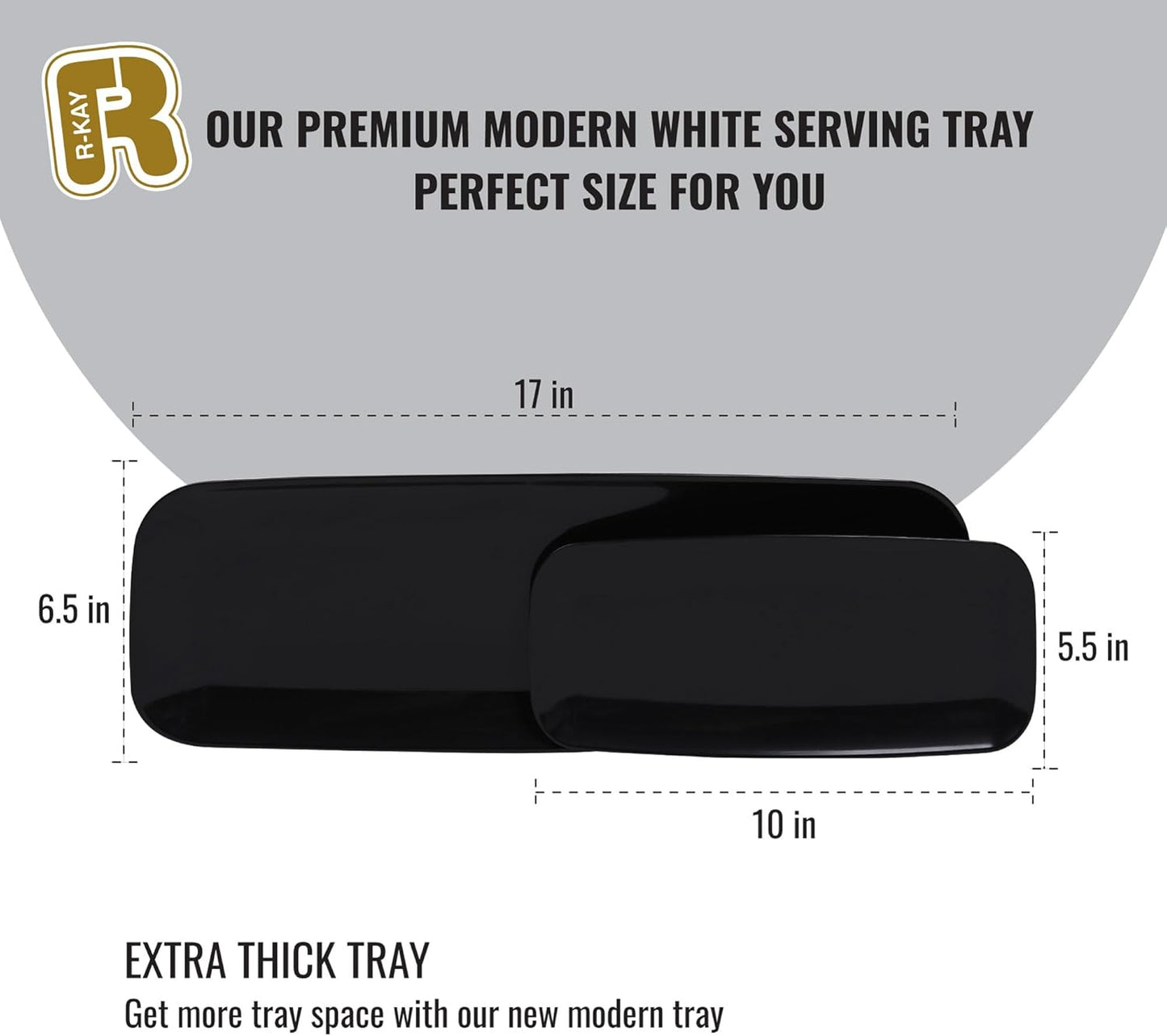 R-kay 4 Pack White Plastic Serving Trays for Party - White Serving Tray 17 by 6.5 in - Rectangular Heavy Duty Dessert Trays for Food
