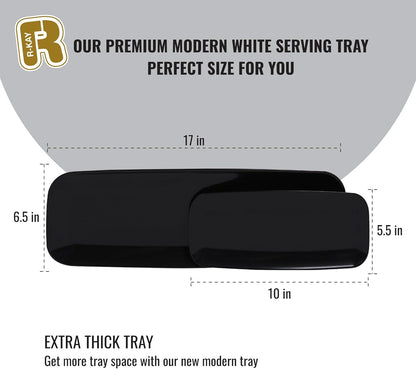 R-kay 4 Pack White Plastic Serving Trays for Party - White Serving Tray 17 by 6.5 in - Rectangular Heavy Duty Dessert Trays for Food