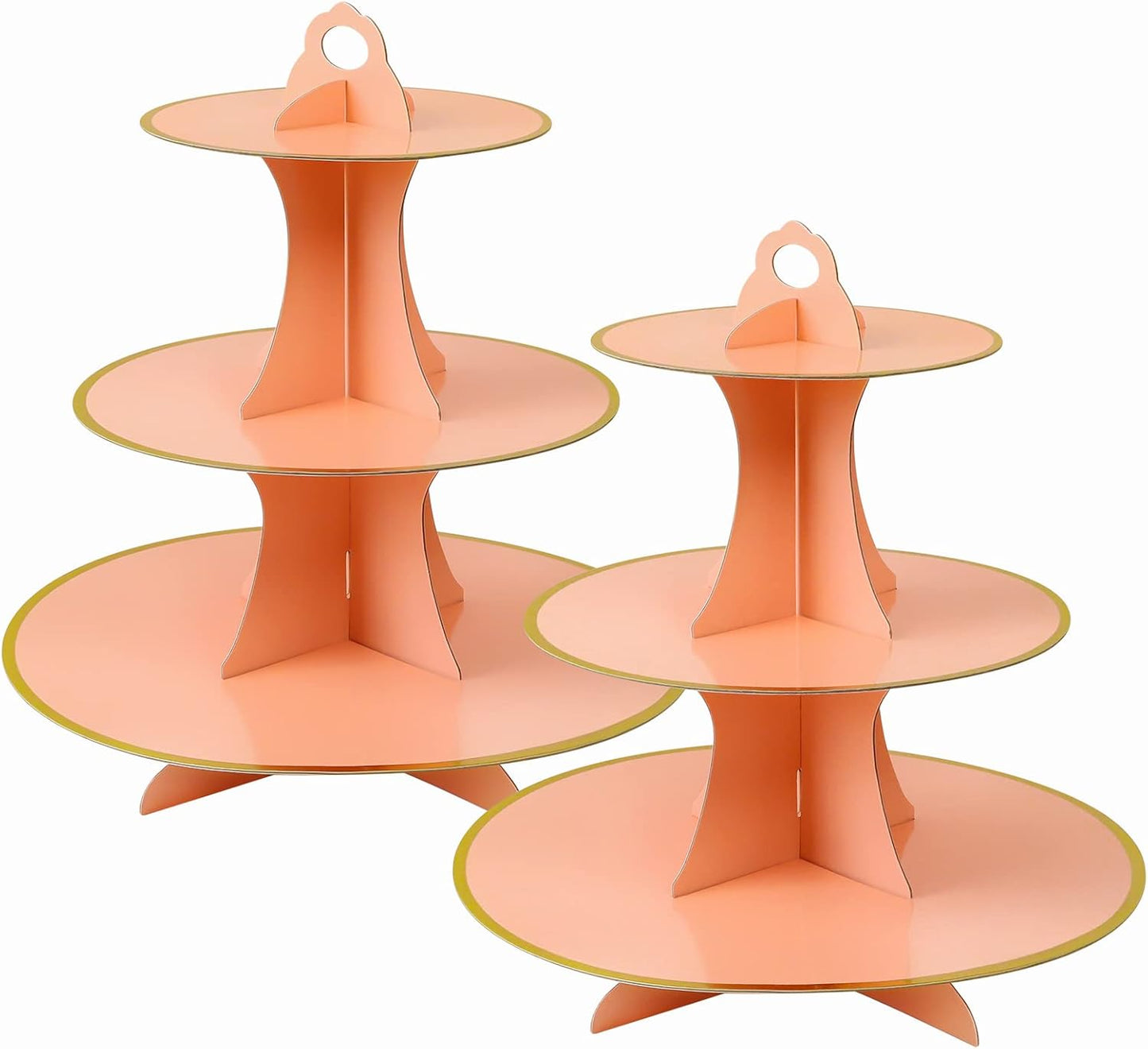 Soleebee 3-Tier Round Cupcake Stand, Cardboard Cupcake Tower, Dessert Cup Cake Stand Tower for Birthday Wedding Party Decoration, Cupcake Tier Stand 1 Set (Hot Pink)