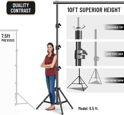 BEIYANG 6.5x6.5 FT Backdrop Stand, Adjustable Photo Background Stand Support kit with Carry Bag for Parties, Decoration, Wedding, Photo Video Studio Shooting
