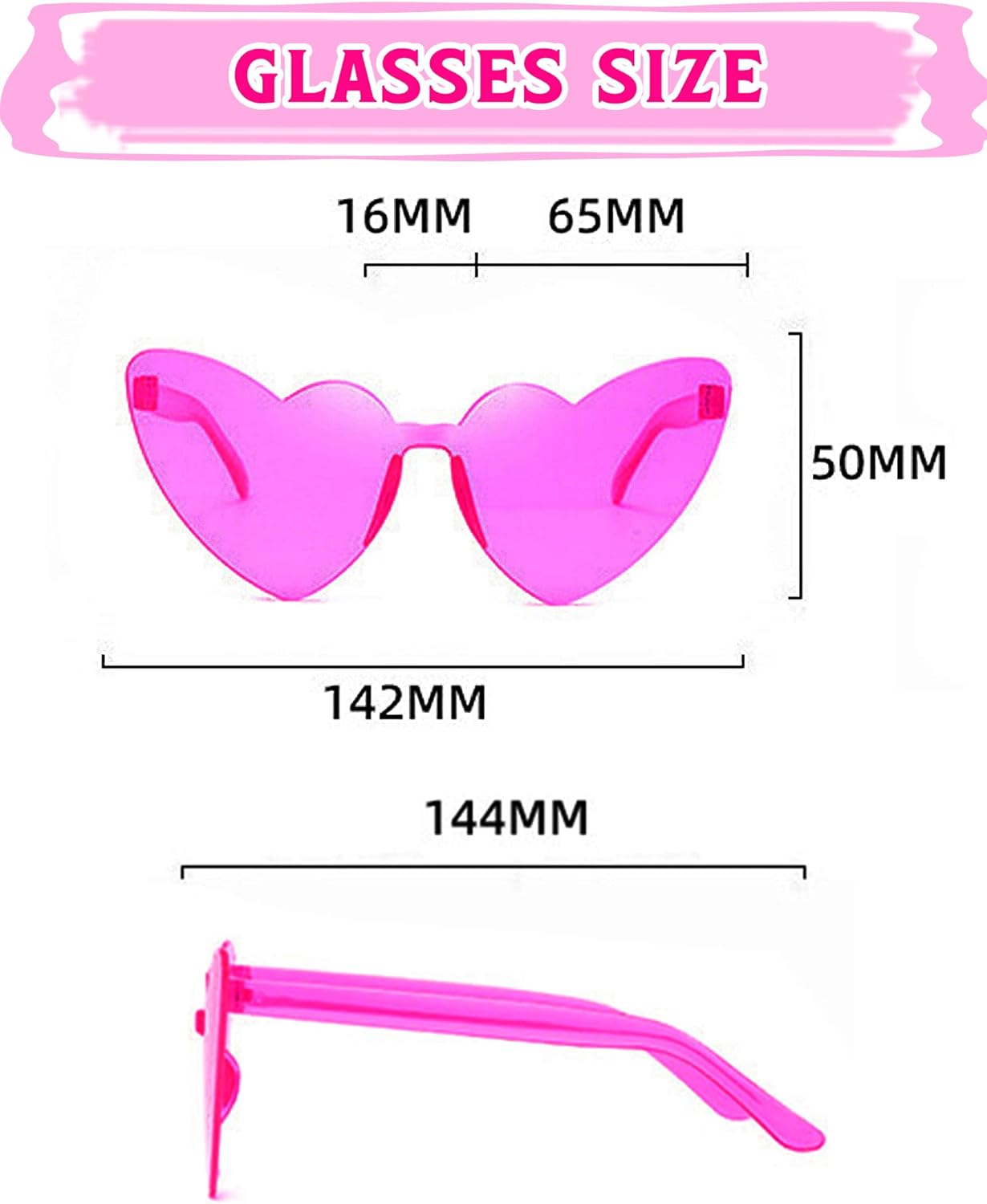 LIULIUBTY Heart Shaped Rimless Sunglasses 12Pack, Bachelor Party Cool Colorful Funky Sunglasses