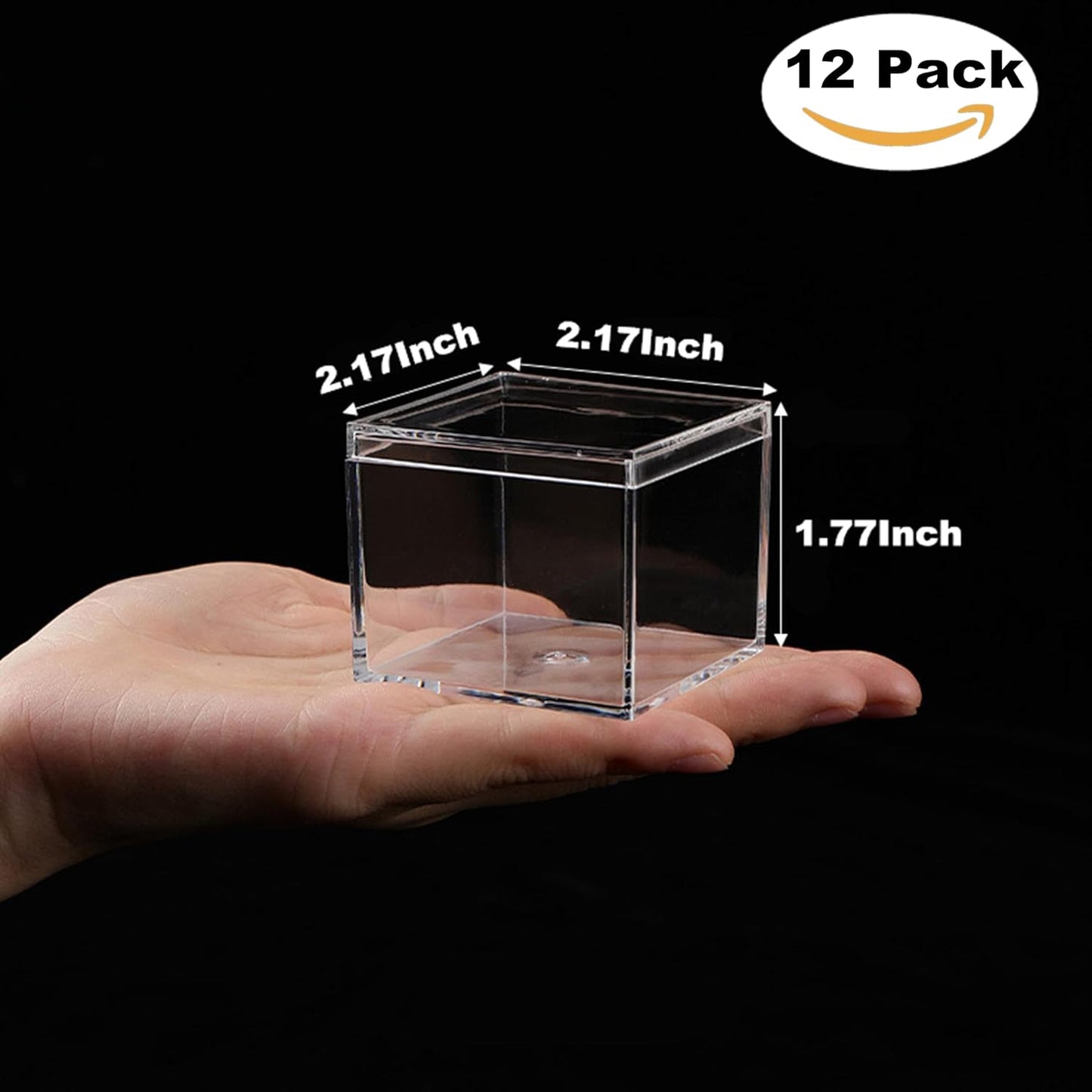 KissYou Acrylic Box Clear Boxes with Lid 12 Packs Small Candy Box Display Square Cube Wedding Graduation Party Decorations Jewlry Gift Box