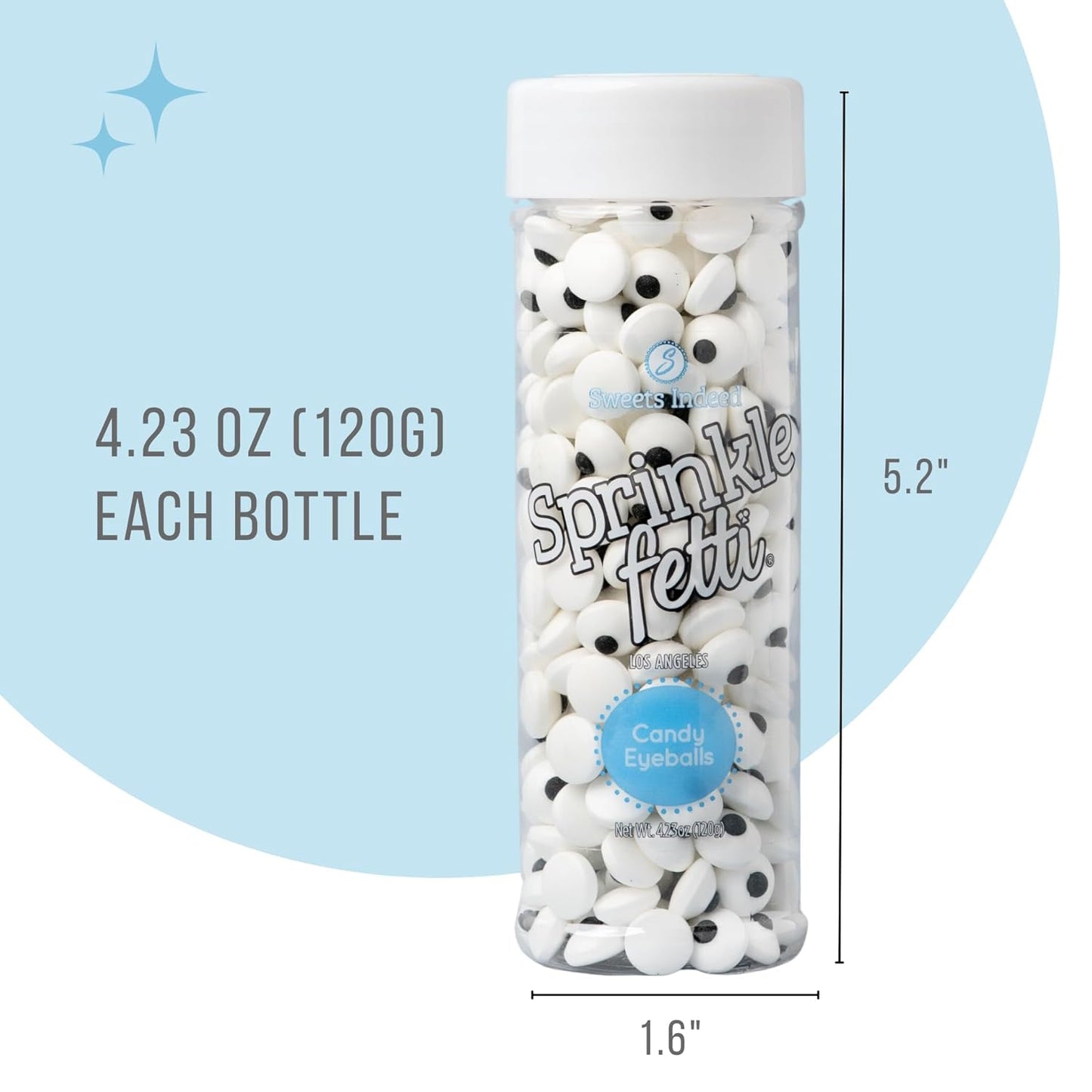 Sweets Indeed Dye-Free Candy Eyeball Sprinkles, 2.92 oz | Edible Sugar Eyeball Decorations for Cookies, Cupcakes & Cakes | No Artificial Dyes