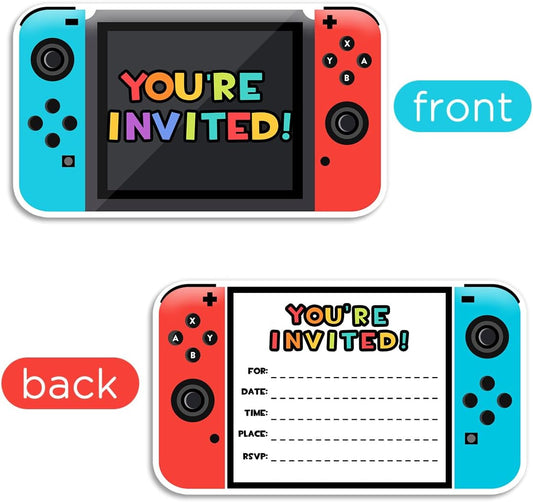Yangmics Direct Video Gamer Birthday Party Fill In Invitations, Video Game Party Invitations, Decorations, Favors for Boys Kids, 30 Invitations + 30 Envelopes