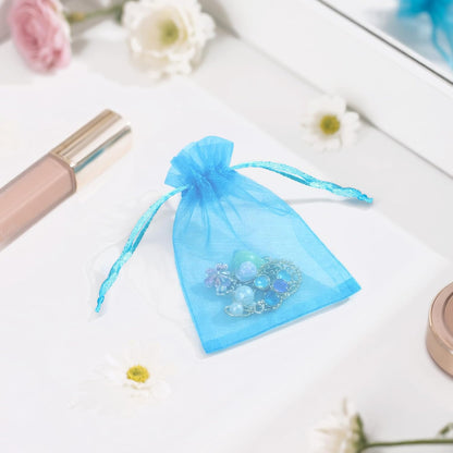 joycraft 50Pcs Organza Bags, 2x3 inch Gift Favor Bags, White Wedding Favor Bags, Jewelry Pouches with Drawstring, Mesh Bags Drawstring for Jewelry, Festival, Makeup, Candy, Desserts