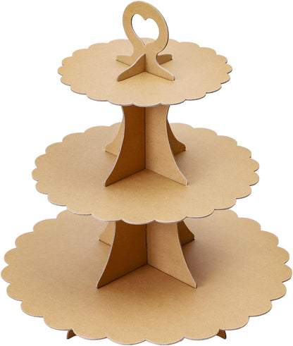 Soleebee 3-Tier Cupcake Stand, Cardboard Cupcake Tower, Dessert Cup Cake Stand Tower for Birthday Wedding Party Decoration, Cupcake Tier Stand 1 Set (Black)