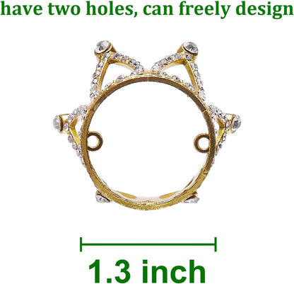 2Pcs Mini Infant Crown Baby Princess Tiara Cake Topper Crystal Rhinestone Small Gold Cupcake Crown for Newborn Photo Prop Royal Prince Themed Birthday Wedding Christmas Party Decorations