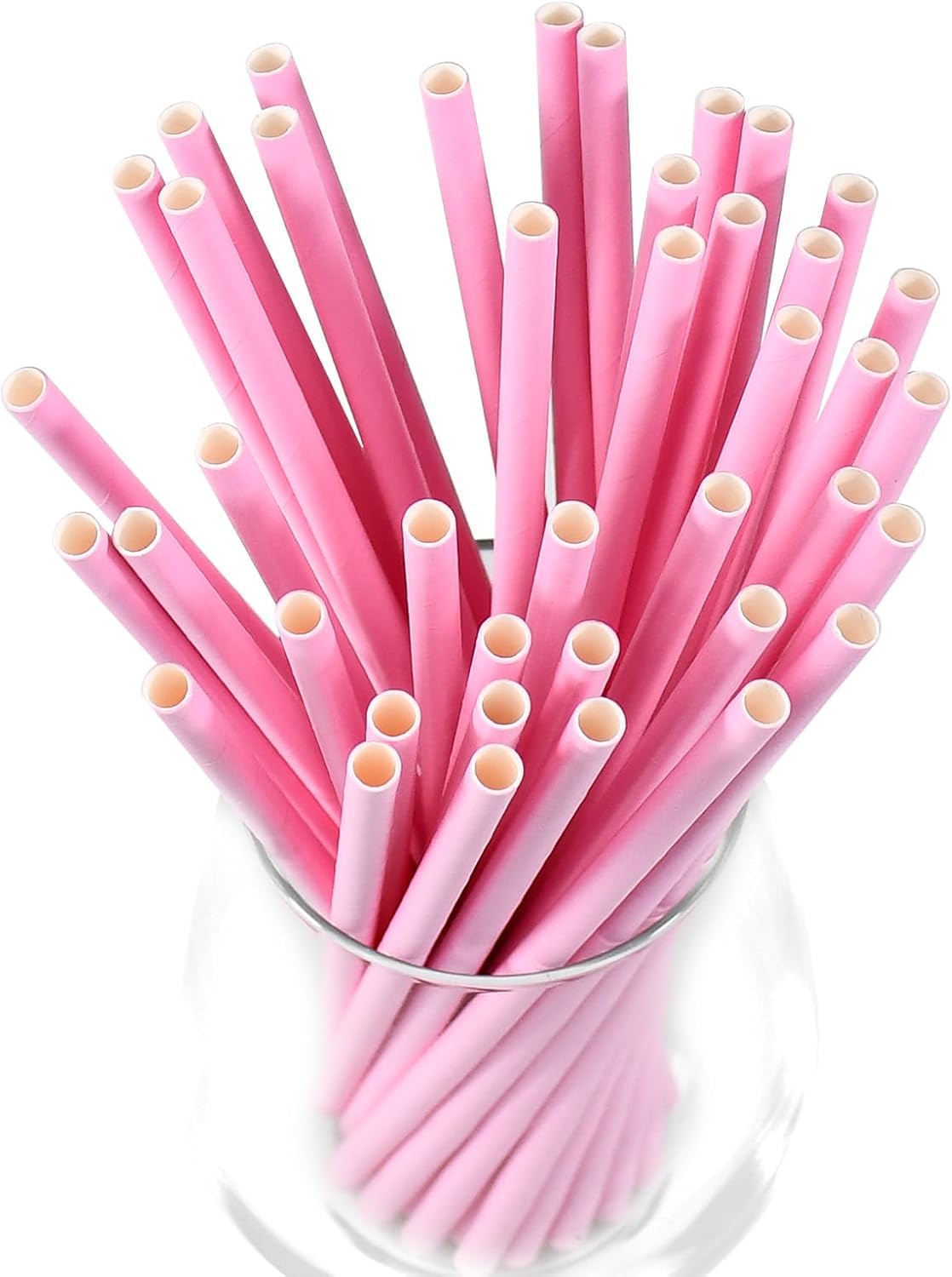 Disposable Paper Straws Solid Green - 7.75'' x 0.24'', 100 Counts - for Drinking, Beverage, Juice, Soda, Bar Supplies