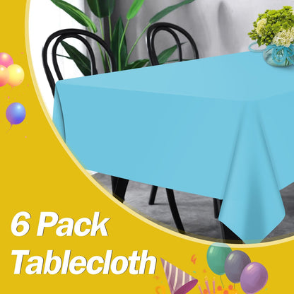 tujol Royal Blue 6 Pack Plastic Table Cloth 54" x 108", Disposable Tablecloths Rectangle Table Cover, Plastic Tablecloths for Parties