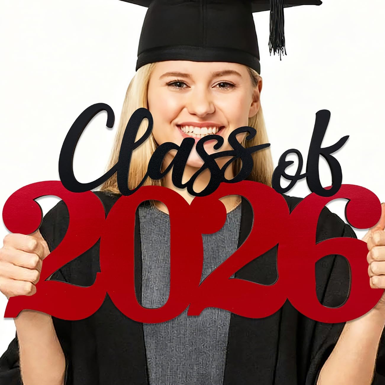 Class of 2026 Wooden Sign Graduation Party Decorations 2026 White Graduation Photo Booth Prop Senior2026 Sign for High School College Party