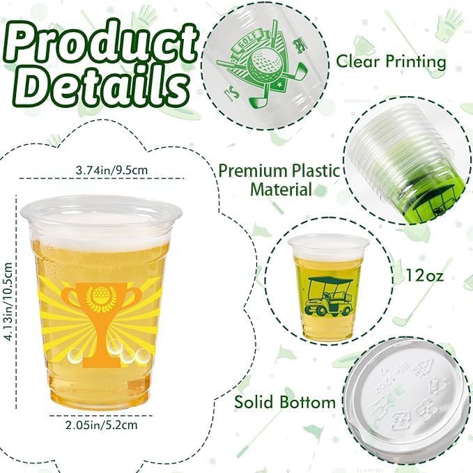 GuassLee 50 Luau Cups for Hawaiian Luau Party Decorations, 12 OZ Tiki Tropical Plastic Disposable Cups for Pool Flamingo Tiki Birthday Party Decor Supplies