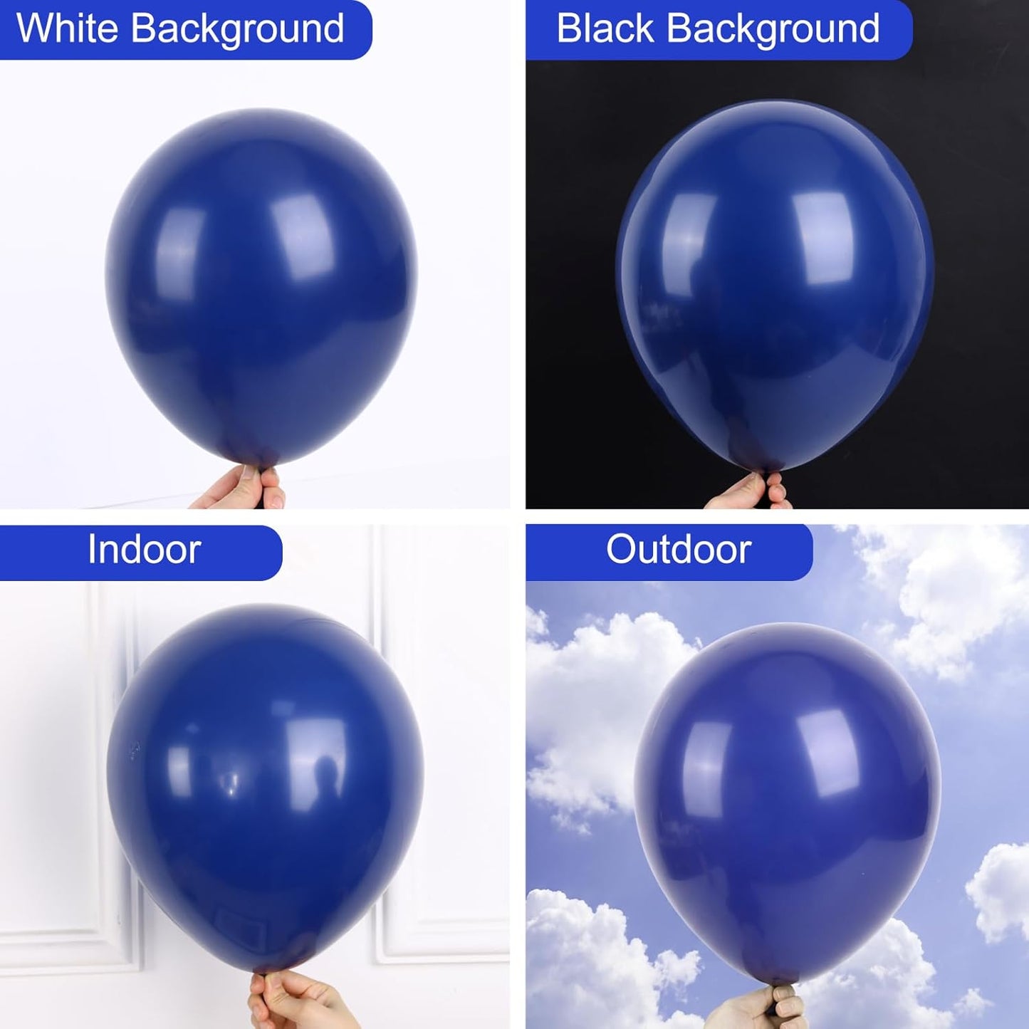 RUBFAC 87pcs Metallic Blue Silver Balloon Garland Arch Kit, 18 12 10 5 Inch Blue Silver Confetti Latex Party Balloons for Birthday Graduation Baby Shower Decoration