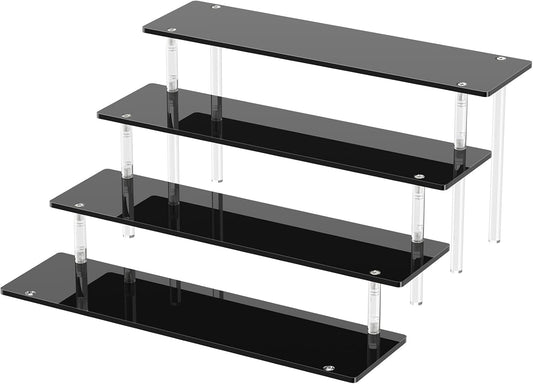 4 Tier Acrylic Display Risers, Clear Perfume Organizer Stand, Large Cupcake Stand Holder, Dessert Display for Party, Display Shelf for Figure and Collection, Riser Stand for Decoration and Organizer