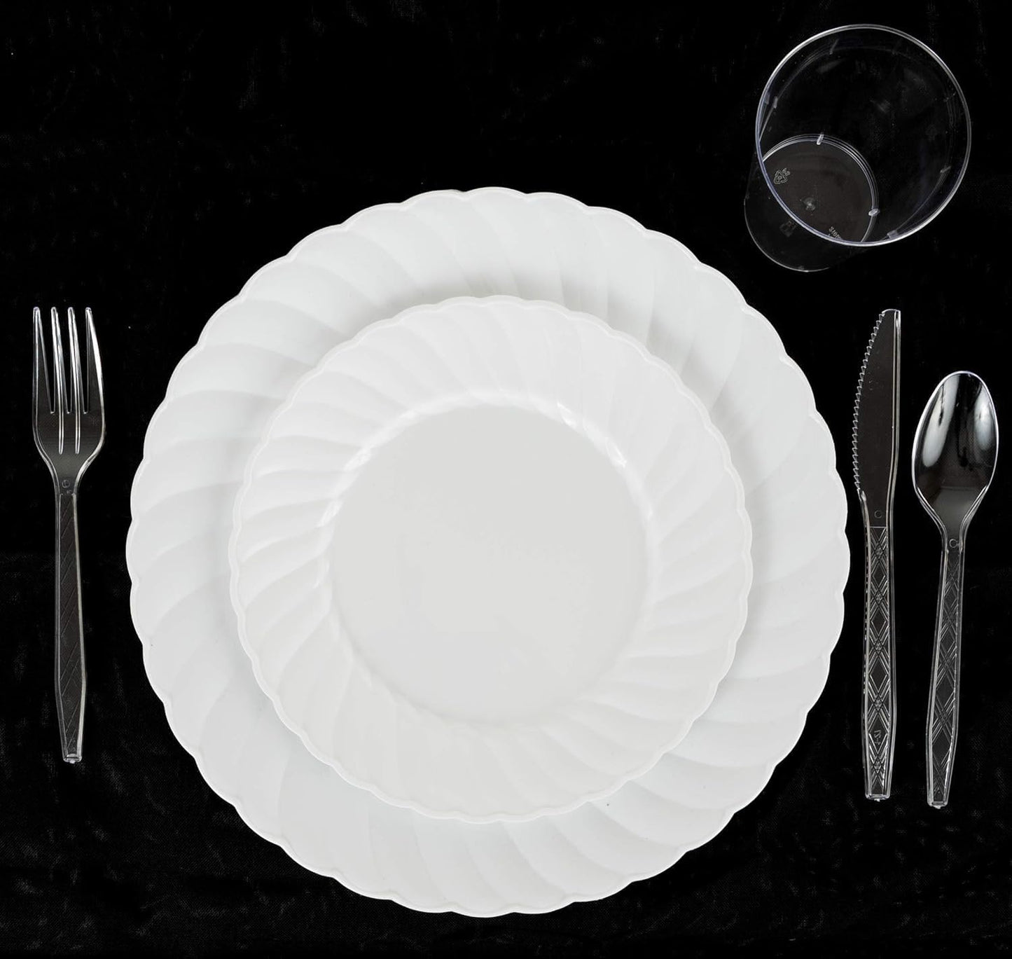 Party Bargains Disposable Cutlery set, SAPPHIRE Design, Clear Color, 360 Pieces: 180 Forks, 120 Spoons, 60 Knives