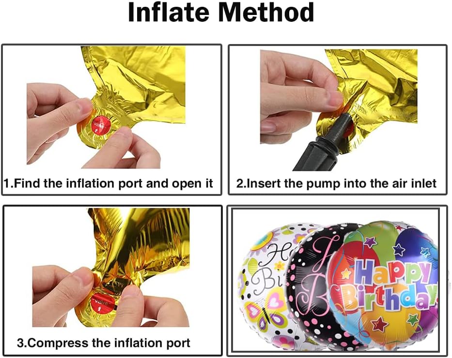 50 Pieces Happy Birthday Party Aluminum Foil Balloons 18" Foil Mylar Helium Balloon Round Inflatable Balloons for Birthday Parties Baby Shower Decorations Supplies