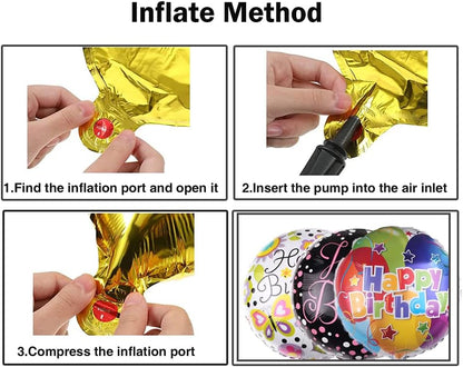 50 Pieces Happy Birthday Party Aluminum Foil Balloons 18" Foil Mylar Helium Balloon Round Inflatable Balloons for Birthday Parties Baby Shower Decorations Supplies