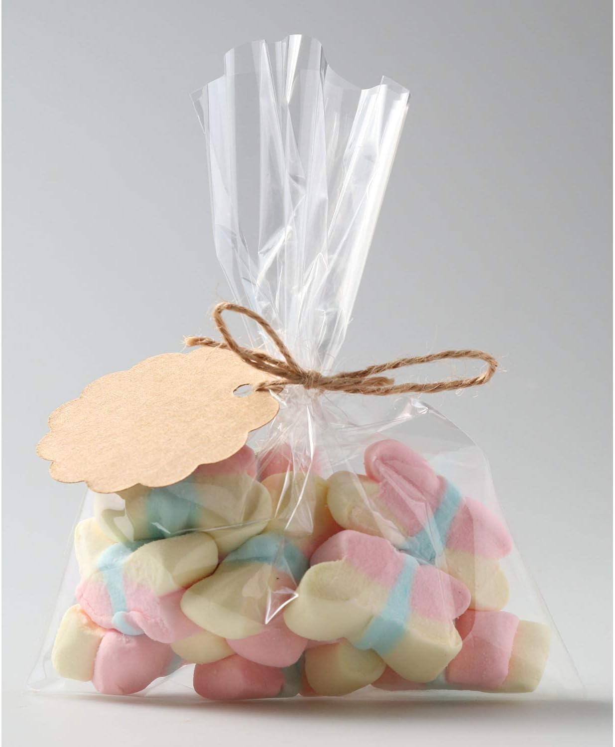 Cello Cellophane Treat Bags,5x7 Inches Clear Cellophane Bags 200 Pcs OPP Plastic Treat Bags with 200 Twist Ties for Gift Wrapping,Packaging Candies,Dessert,Bakery, Cookies, Chocolate,Party Favor