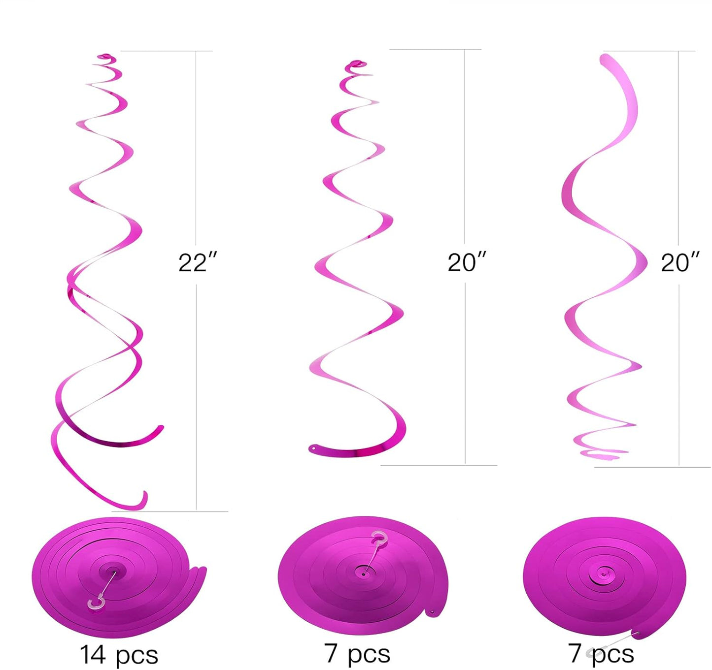 Gold Party Hanging Swirl Decorations Plastic Streamer for Ceiling, Pack of 28
