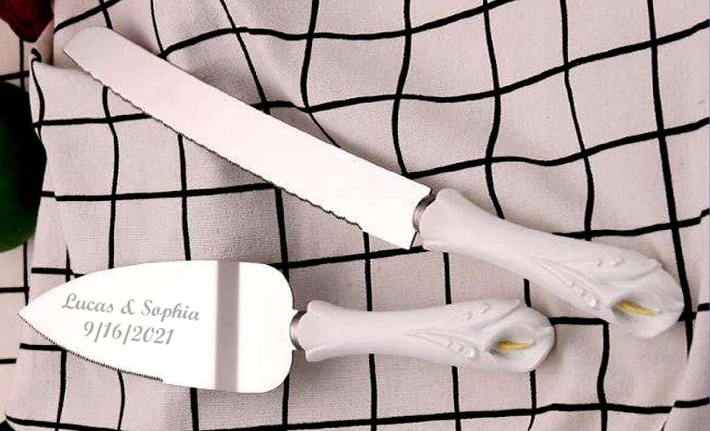 GIFTS INFINITY Personalized Wedding Cake Knife and Server Set with Engraving – Cake Cutting Utensil Set, Keepsake Gift for Wedding, Anniversary, Reception, Birthday & Other Occasions (CH-101WB)