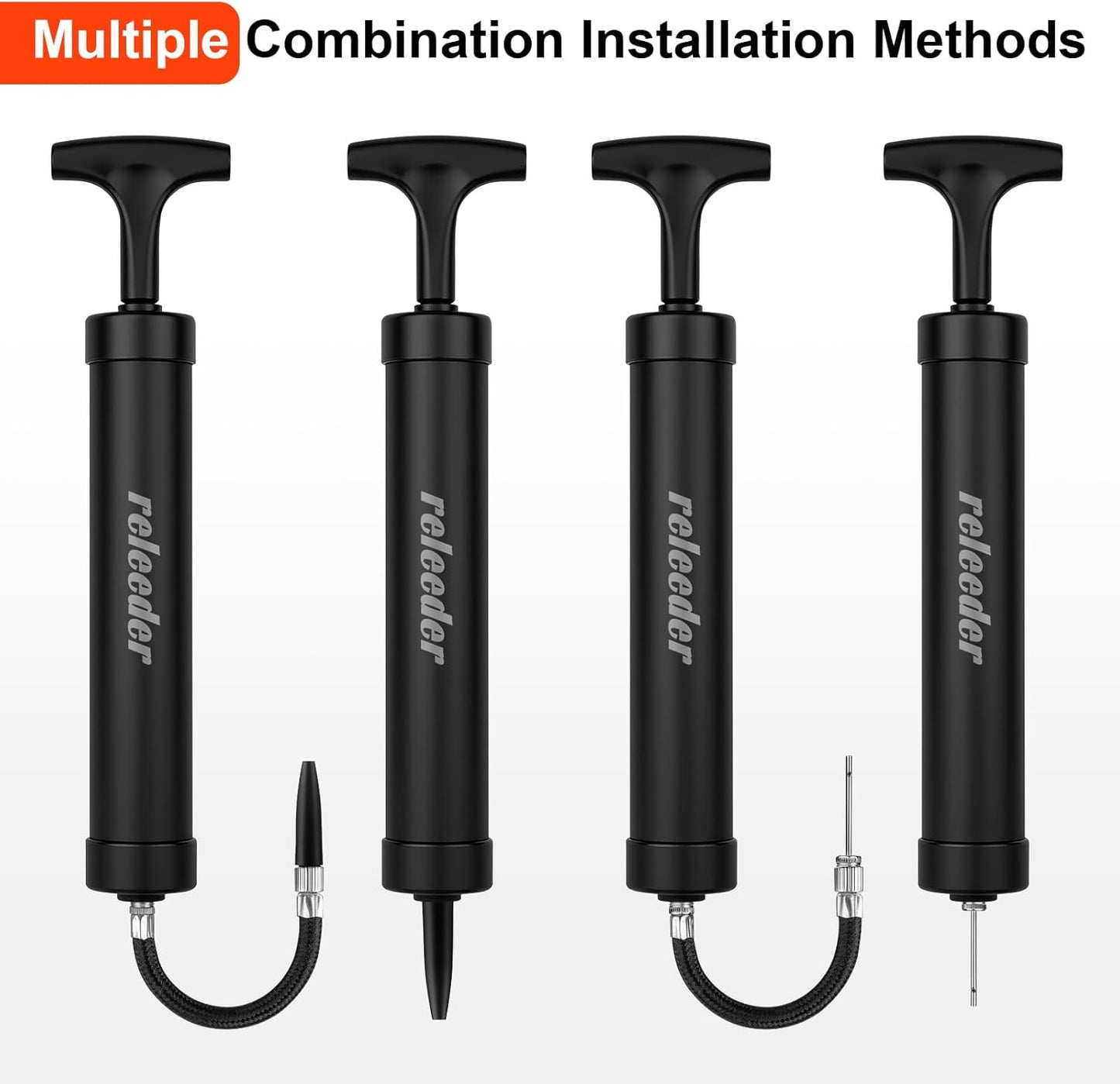 10 Inch Ball Pump Kit, Basketball Pump, Portable Air Pump with 5 Needles, 1 Nozzle & Extension Hose for Soccer Football Volleyball Water Polo Rugby Exercise Sports Ball