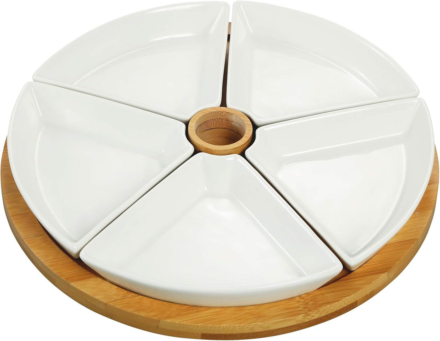 Elama Signature 12 1/4 Inch 6pc Lazy Susan Appetizer and Condiment Server Set